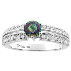 1.30 CTW Mystic Topaz & Diamond Ring 14K White Gold - REF-67N3Y