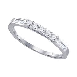 Womens Round Diamond 5-stone Wedding Band 1/3 Cttw 10kt White Gold - REF-17H5R