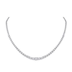 Womens Round Diamond Graduated Cluster Tennis Necklace 2-1/3 Cttw 14kt White Gold - REF-236M9H