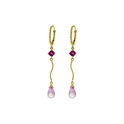 Genuine 3.5 ctw Pink Topaz Earrings 14KT Yellow Gold - REF-35V4W