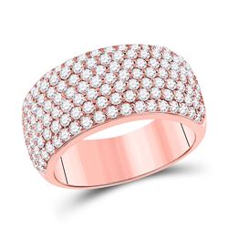 Womens Round Diamond Pave Anniversary Ring 1-7/8 Cttw 14kt Rose Gold - REF-139M9H