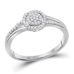 Womens Round Diamond Cluster Ring 1/6 Cttw 10kt White Gold - REF-12M5H