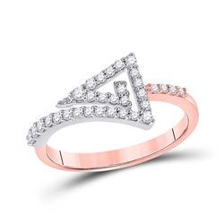 Womens Round Diamond Triangle Ring 1/3 Cttw 10kt Two-tone Gold - REF-19F5W