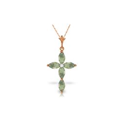 Genuine 1.10 ctw Green Amethyst & Diamond Necklace 14KT Rose Gold - REF-30P3H