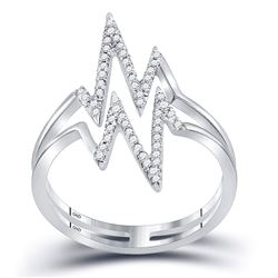 Womens Round Diamond Double Heartbeat Ring 1/5 Cttw 10kt White Gold - REF-14H9R