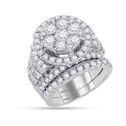 Round Diamond Bridal Wedding Ring Band Set 4-7/8 Cttw 14kt White Gold - REF-420H5R