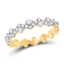 Womens Round Diamond ZigZag Stackable Band Ring 1/2 Cttw 10kt Yellow Gold - REF-32F5W