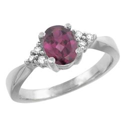 1.06 CTW Rhodolite & Diamond Ring 14K White Gold - REF-36Y7V