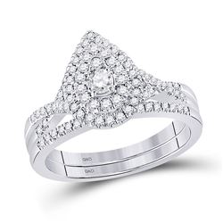 Round Diamond Bridal Wedding Ring Band Set 1/2 Cttw 10kt White Gold - REF-52R9X