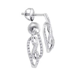 Womens Round Diamond Fashion Earrings 1/6 Cttw 10kt White Gold - REF-14M9H