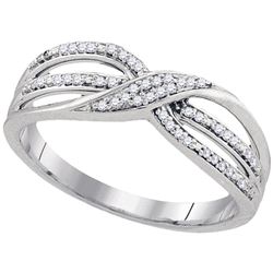 Womens Round Diamond Twist Band Ring 1/10 Cttw 10kt White Gold - REF-14A9M