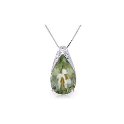 Genuine 5 ctw Green Amethyst Necklace 14KT White Gold - REF-27Z2N