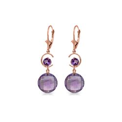 Genuine 11.60 ctw Amethyst Earrings 14KT Rose Gold - REF-47W5Y