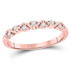 Womens Round Diamond Stackable Band Ring 1/8 Cttw 10kt Rose Gold - REF-14Y9N