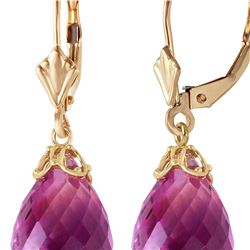 Genuine 14 ctw Amethyst Earrings 14KT Yellow Gold - REF-34V3W