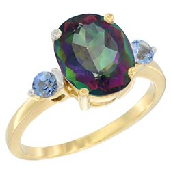 2.64 CTW Mystic Topaz & Blue Sapphire Ring 14K Yellow Gold - REF-32N3Y