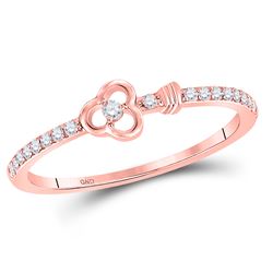 Womens Round Diamond Spade Stackable Band Ring 1/6 Cttw 10kt Rose Gold - REF-10Y5N