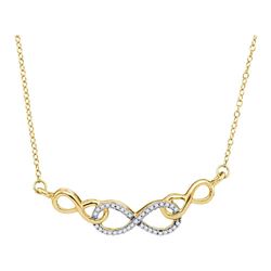 Womens Round Diamond Infinity Pendant Necklace 1/5 Cttw 10kt Yellow Gold - REF-15A9M