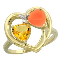 1.31 CTW Citrine & Diamond Ring 14K Yellow Gold - REF-33K5W