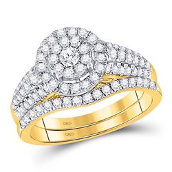 Round Diamond Bridal Wedding Ring Band Set 1 Cttw 14kt Yellow Gold - REF-79M5H