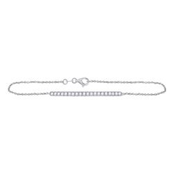 Womens Round Diamond Single Row Chain Tennis Bracelet 1/2 Cttw 14kt White Gold - REF-36N9F