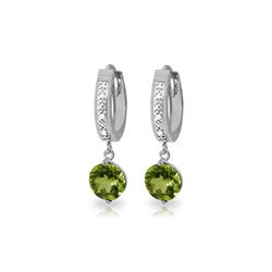 Genuine 2.63 ctw Peridot & Diamond Earrings 14KT White Gold - REF-56T2A