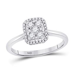 Womens Round Diamond Square Cluster Ring 1/3 Cttw 10kt White Gold - REF-23K5Y