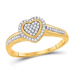 Womens Round Diamond Heart Ring 1/6 Cttw 10kt Yellow Gold - REF-13A9M