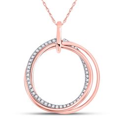 Womens Round Diamond Circle Pendant 1/6 Cttw 10kt Rose Gold - REF-13N9F