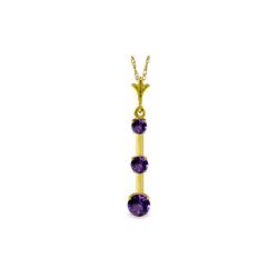 Genuine 1.25 ctw Amethyst Necklace 14KT Yellow Gold - REF-29P3H