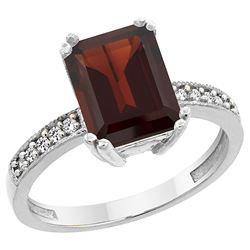 3.70 CTW Garnet & Diamond Ring 10K White Gold - REF-33M6K