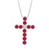 Image 1 : Womens Round Lab-Created Ruby Cross Pendant 7/8 Cttw 10kt White Gold - REF-10H5R