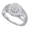 Image 1 : Mens Round Diamond Cluster Nugget Ring 1/8 Cttw 14kt White Gold - REF-18M9H