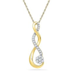 Womens Round Diamond Infinity Cluster Pendant 1/6 Cttw 10kt Yellow Gold - REF-13X9A