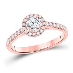 Round Diamond Solitaire Bridal Wedding Engagement Ring 7/8 Cttw 14kt Rose Gold - REF-137Y9N