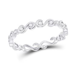 Womens Round Diamond S-Shape Stackable Band Ring 1/8 Cttw 10kt White Gold - REF-12K9Y