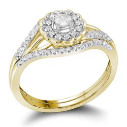 Round Diamond Bridal Wedding Ring Band Set 1/4 Cttw 10kt Yellow Gold - REF-30M9H