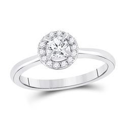 Round Diamond Solitaire Bridal Wedding Engagement Ring 1/2 Cttw 14kt White Gold - REF-64M5H