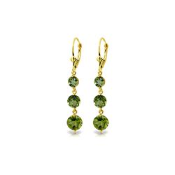 Genuine 7.2 ctw Peridot Earrings 14KT Yellow Gold - REF-42X6M