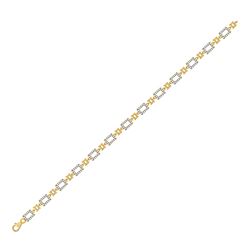 Womens Round Diamond Geometric Link Bracelet 3/4 Cttw 10kt Yellow Gold - REF-43H5R