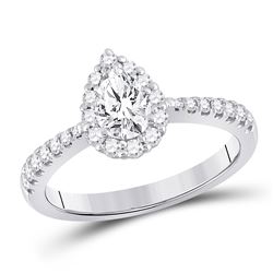 Pear Diamond Solitaire Bridal Wedding Engagement Ring 1 Cttw 14kt White Gold - REF-170W9K