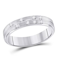 Womens Round Diamond Scattered Band Ring 1/10 Cttw 14kt White Gold - REF-21A5M