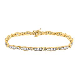 Womens Round Diamond Link Fashion Bracelet 2 Cttw 10kt Yellow Gold - REF-111X9A