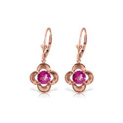 Genuine 1.10 ctw Pink Topaz Earrings 14KT Rose Gold - REF-38P2H