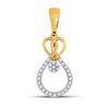 Image 1 : Womens Round Diamond Heart Teardrop Dangle Cluster Pendant 1/10 Cttw 10kt Yellow Gold - REF-8N5F