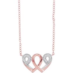 Womens Diamond Interwoven Heart Infinity Love Pendant Necklace 1/20 Cttw 10k Rose Gold - REF-12H9W