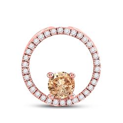 Womens Round Morganite Diamond Circle Pendant 1/3 Cttw 10kt Rose Gold - REF-13F9W