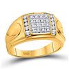 Image 1 : Mens Round Diamond Square Cluster Ring 1/4 Cttw 10kt Yellow Gold - REF-26K5Y