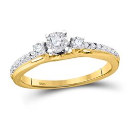 Round Diamond 3-stone Bridal Wedding Engagement Ring 1/3 Cttw 10kt Yellow Gold - REF-28N9F