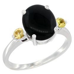 1.79 CTW Onyx & Yellow Sapphire Ring 14K White Gold - REF-30Y3V